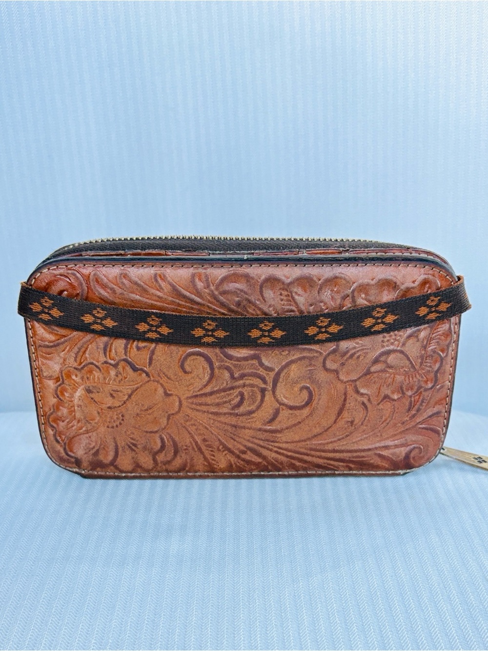 Patricia Nash Wallet Oria Tooled Embossed Zip Floral Florence-Tan